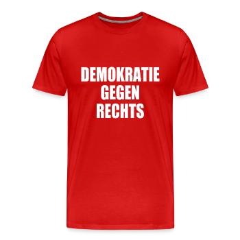 demokratie gegen rechts - Männer Premium Bio T-Shirt - Rot - Vorne - Damien (186cm)