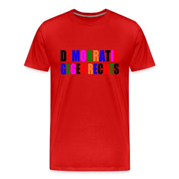 demokratie gegen rechts - Männer Premium Bio T-Shirt - Rot - Vorne - Damien (186cm)