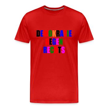 demokratie gegen rechts - Männer Premium Bio T-Shirt - Rot - Vorne - Damien (186cm)