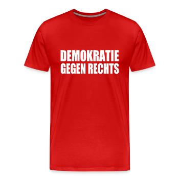 demokratie gegen rechts - Männer Premium Bio T-Shirt - Rot - Vorne - Damien (186cm)