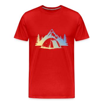 Camping Tent - Men's Premium Organic T-Shirt - red - Front - Damien (186cm)