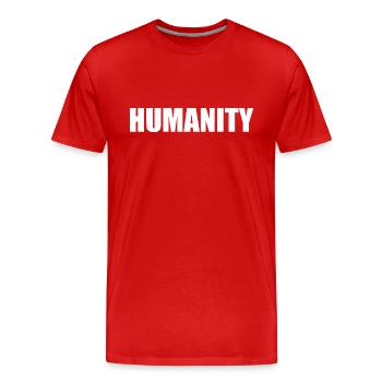 Humanity - Men's Premium Organic T-Shirt - red - Front - Damien (186cm)