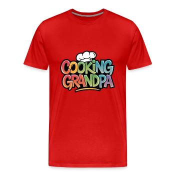 Here comes the cooking grandpa - Men's Premium Organic T-Shirt - red - Front - Damien (186cm)
