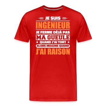 Ingénieur Humour Cadeau Etudiant Ingenieur - T-shirt bio Premium Homme - rouge - Devant - Damien (186cm)