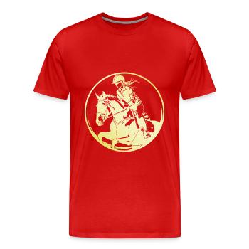 Cheval de selle femme - T-shirt bio Premium Homme - rouge - Devant - Damien (186cm)