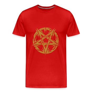 Zerrissenes Pentagramm Okkultes Zeichen - Männer Premium Bio T-Shirt - Rot - Vorne - Damien (186cm)