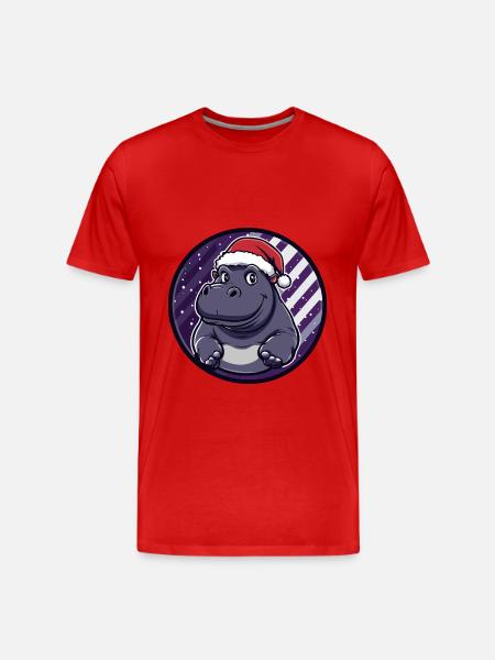 Nilpferd Weihnachten X-Mas - Männer Premium Bio T-Shirt - Rot