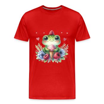 Niedlicher Frosch Aquarell - Männer Premium Bio T-Shirt - Rot - Vorne - Damien (186cm)