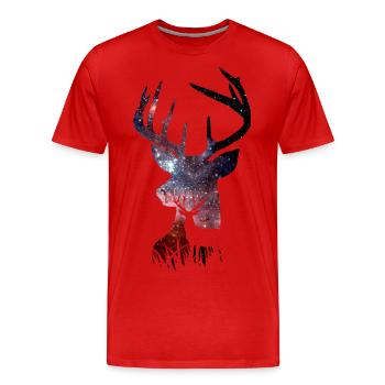 Hirsch Galaxie Nebel - Männer Premium Bio T-Shirt - Rot - Vorne - Damien (186cm)