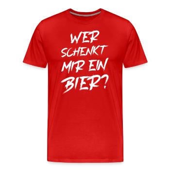 Qui va me donner une bière ? Festival de la bière de Majorque - T-shirt bio Premium Homme - rouge - Devant - Damien (186cm)