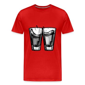 Toast en verre de tequila - T-shirt bio Premium Homme - rouge - Devant - Damien (186cm)