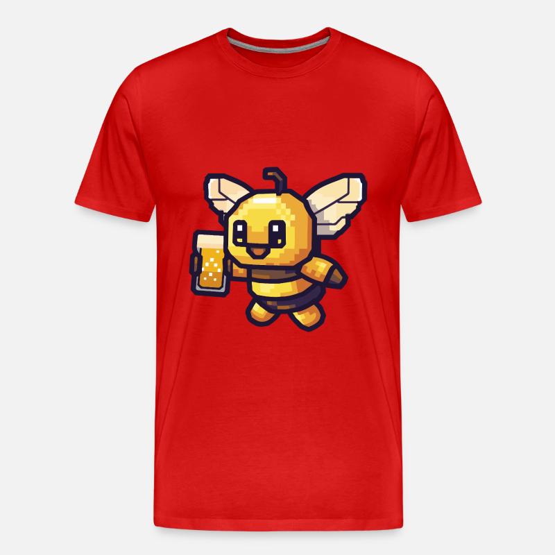 Biene Pixel Bier - Männer Premium Bio T-Shirt - Rot