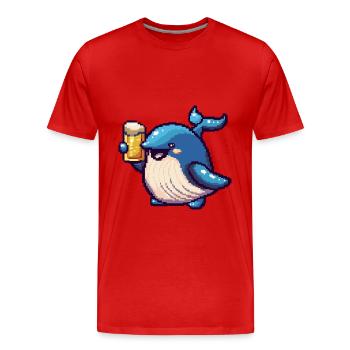 Bière Whale Pixel - T-shirt bio Premium Homme - rouge - Devant - Damien (186cm)