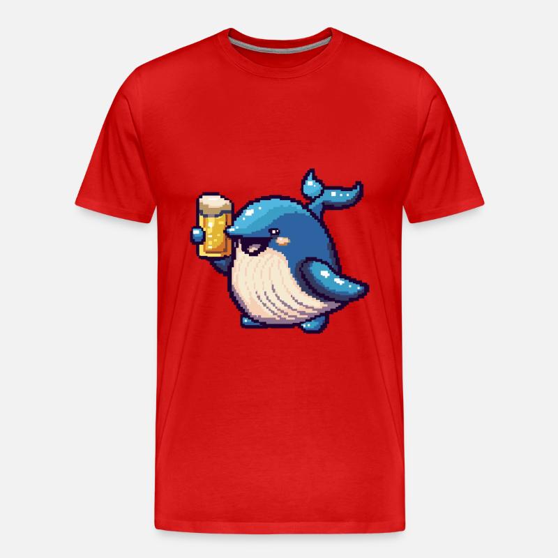 Wal Pixel Bier - Männer Premium Bio T-Shirt - Rot