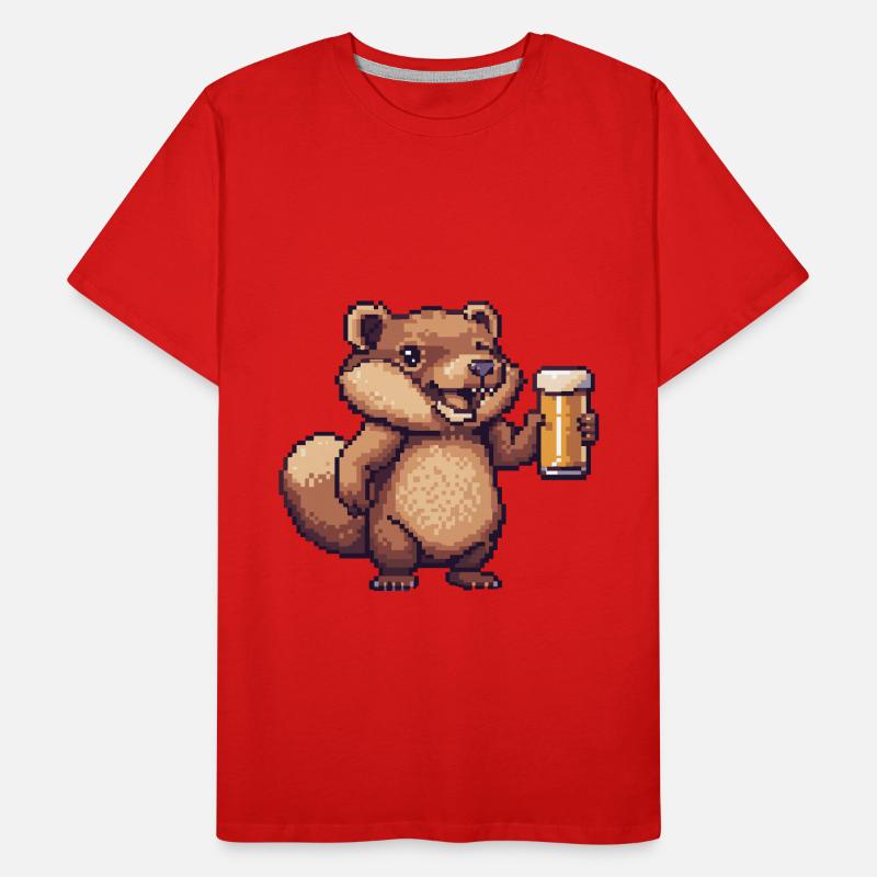 Biber Pixel Bier Männer Premium Bio T-Shirt