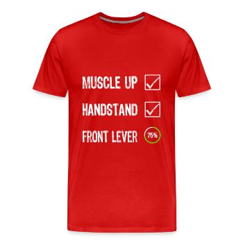 Calisthenics Checklist Motivation Athlete T-shirt - Men's Premium Organic T-Shirt - red - Front - Damien (186cm)