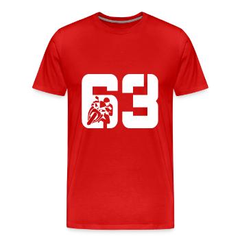 63 Motorcycle Biker - Men's Premium Organic T-Shirt - red - Front - Damien (186cm)