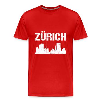 Zürich Skyline Stadt - Männer Premium Bio T-Shirt - Rot - Vorne - Damien (186cm)
