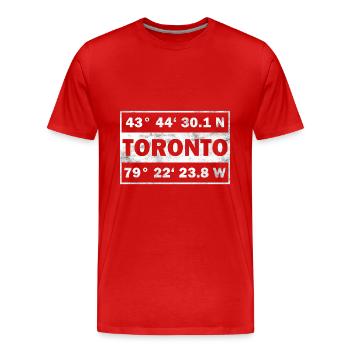 Toronto coordonne la Ville Canada Toronto - T-shirt bio Premium Homme - rouge - Devant - Damien (186cm)