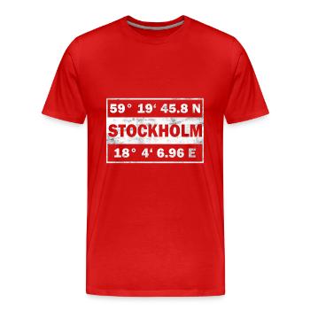 Stockholm coordonne la ville de Stockholm - T-shirt bio Premium Homme - rouge - Devant - Damien (186cm)