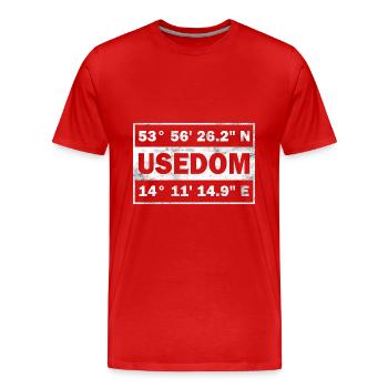 Usedom coordinates Baltic Sea Usedom Island - Men's Premium Organic T-Shirt - red - Front - Damien (186cm)
