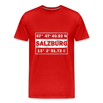 Salzburg Koordinaten Stadt Salzburg - Männer Premium Bio T-Shirt - Rot - Vorne - Damien (186cm)
