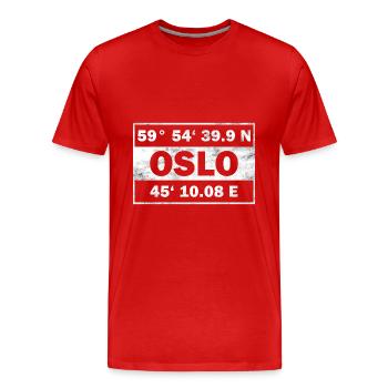 Coordonnées Oslo Capitale Norvège Oslo - T-shirt bio Premium Homme - rouge - Devant - Damien (186cm)