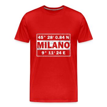 Milano Koordinaten Stadt Italien Mailand - Männer Premium Bio T-Shirt - Rot - Vorne - Damien (186cm)