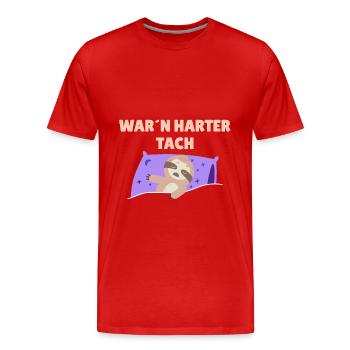 War`n harter Tach Feierabend Morgenmuffel Faultier - Männer Premium Bio T-Shirt - Rot - Vorne - Damien (186cm)
