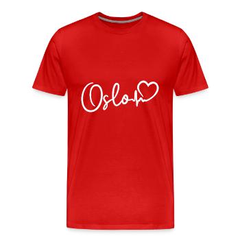 Oslo Herzschlag - Männer Premium Bio T-Shirt - Rot - Vorne - Damien (186cm)