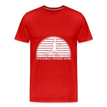 Un marathonien précoce joggeur gagne la course à pied - T-shirt bio Premium Homme - rouge - Devant - Damien (186cm)