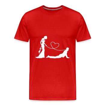 Hochzeit Brautpaar Leine Herz - Männer Premium Bio T-Shirt - Rot - Vorne - Damien (186cm)