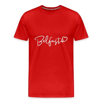 Battement de cœur de Belfast - T-shirt bio Premium Homme - rouge - Devant - Damien (186cm)