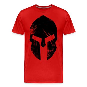 Sparta/ Spartaner Helm/ Spartaner/ Spartan Helmet - Männer Premium Bio T-Shirt - Rot - Vorne - Damien (186cm)