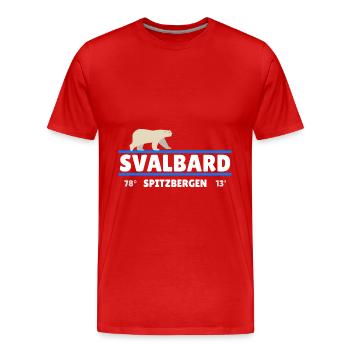 Svalbard Spitzbergen Norwegen Koordinaten Eisbär - Männer Premium Bio T-Shirt - Rot - Vorne - Damien (186cm)