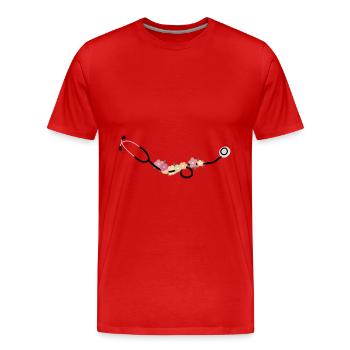 Stéthoscope avec des fleurs - T-shirt bio Premium Homme - rouge - Devant - Damien (186cm)