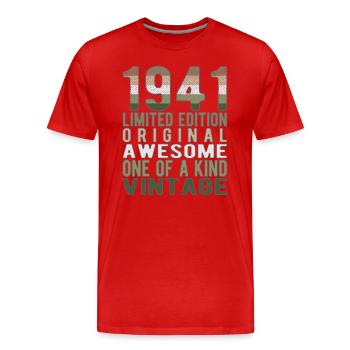 Edition limitée depuis 1941 Anniversaire Millésime 1941 - T-shirt bio Premium Homme - rouge - Devant - Damien (186cm)