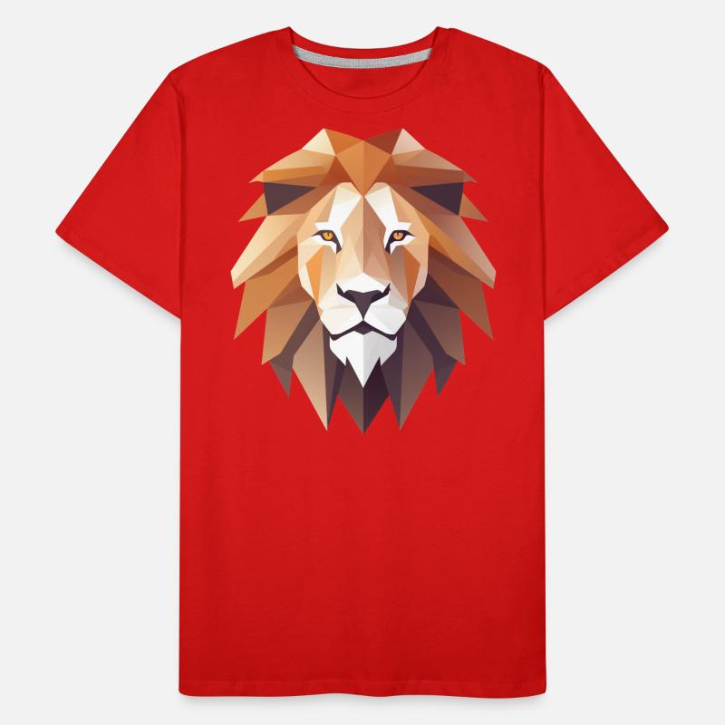 Conception de logo Lion Head Low Poly T-shirt bio Premium Homme