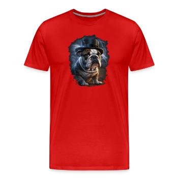 Bulldog with hat - Men's Premium Organic T-Shirt - red - Front - Damien (186cm)