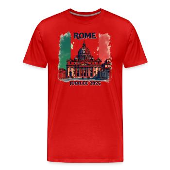 Rome Jubilee 2025 - Pilgrims of Hope - Men's Premium Organic T-Shirt - red - Front - Damien (186cm)