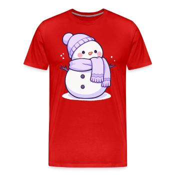 Süßer Weihnachts Schneemann - Festtags-Design - Männer Premium Bio T-Shirt - Rot - Vorne - Damien (186cm)