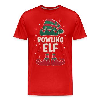 Bowling Elf Familien Partner Weihnachtsgeschenk - Männer Premium Bio T-Shirt - Rot - Vorne - Damien (186cm)