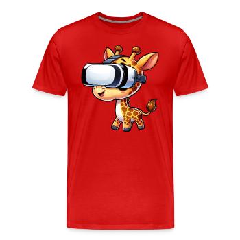 Eine Coole Giraffe mit VR Kopfteil - Männer Premium Bio T-Shirt - Rot - Vorne - Damien (186cm)