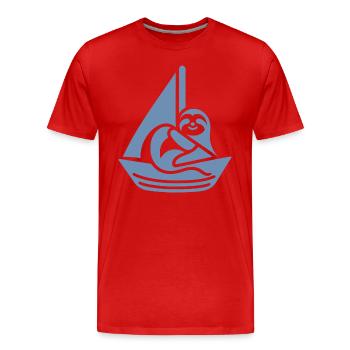 Voilier minimaliste paresseux d’été - T-shirt bio Premium Homme - rouge - Devant - Damien (186cm)
