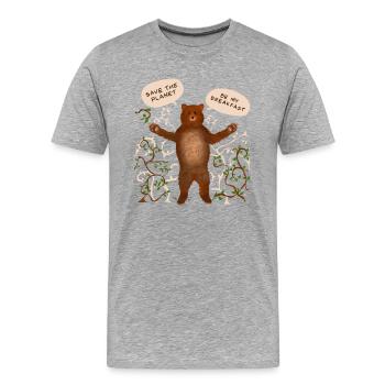 Save the planet... - Men's Premium Organic T-Shirt - heather grey - Front - Damien (186cm)
