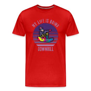 Mein Leben geht bergab - Männer Premium Bio T-Shirt - Rot - Vorne - Damien (186cm)