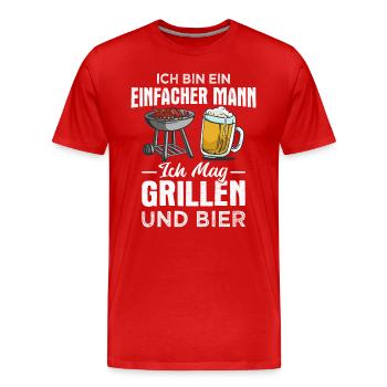 Griller BBQ Grill Grillmeister Grillen Bier - Männer Premium Bio T-Shirt - Rot - Vorne - Damien (186cm)