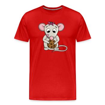 La souris trouve un cookie - T-shirt bio Premium Homme - rouge - Devant - Damien (186cm)