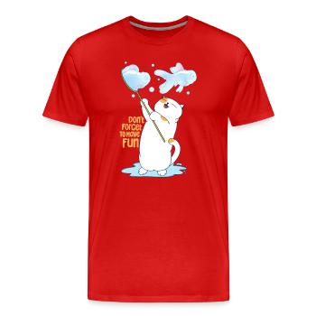 Cat Playing Bubble - Men's Premium Organic T-Shirt - red - Front - Damien (186cm)
