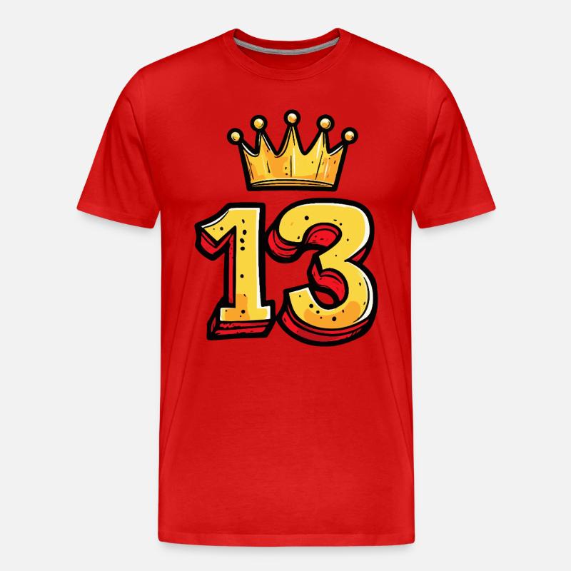 13 Numeron kruunu - Miesten premium luomu-t-paita - punainen